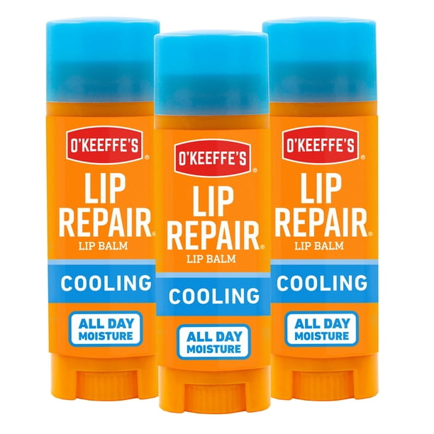 Bálsamo labial O'Keeffe's Cooling Relief Lip Repair Stick, paquete de 3