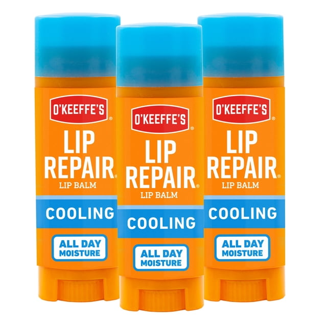 Bálsamo labial O'Keeffe's Cooling Relief Lip Repair Stick, paquete de 3