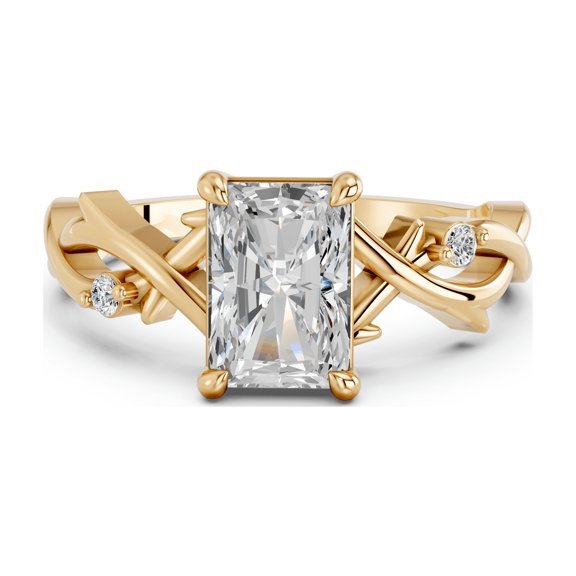 Keeva Jewels 925 Sterling Silver Yellow Gold Plated Radiant & Round Cut 1.55 Ct Lab Grown Diamond Ring, IGI Certified for Women Size 5 to 10