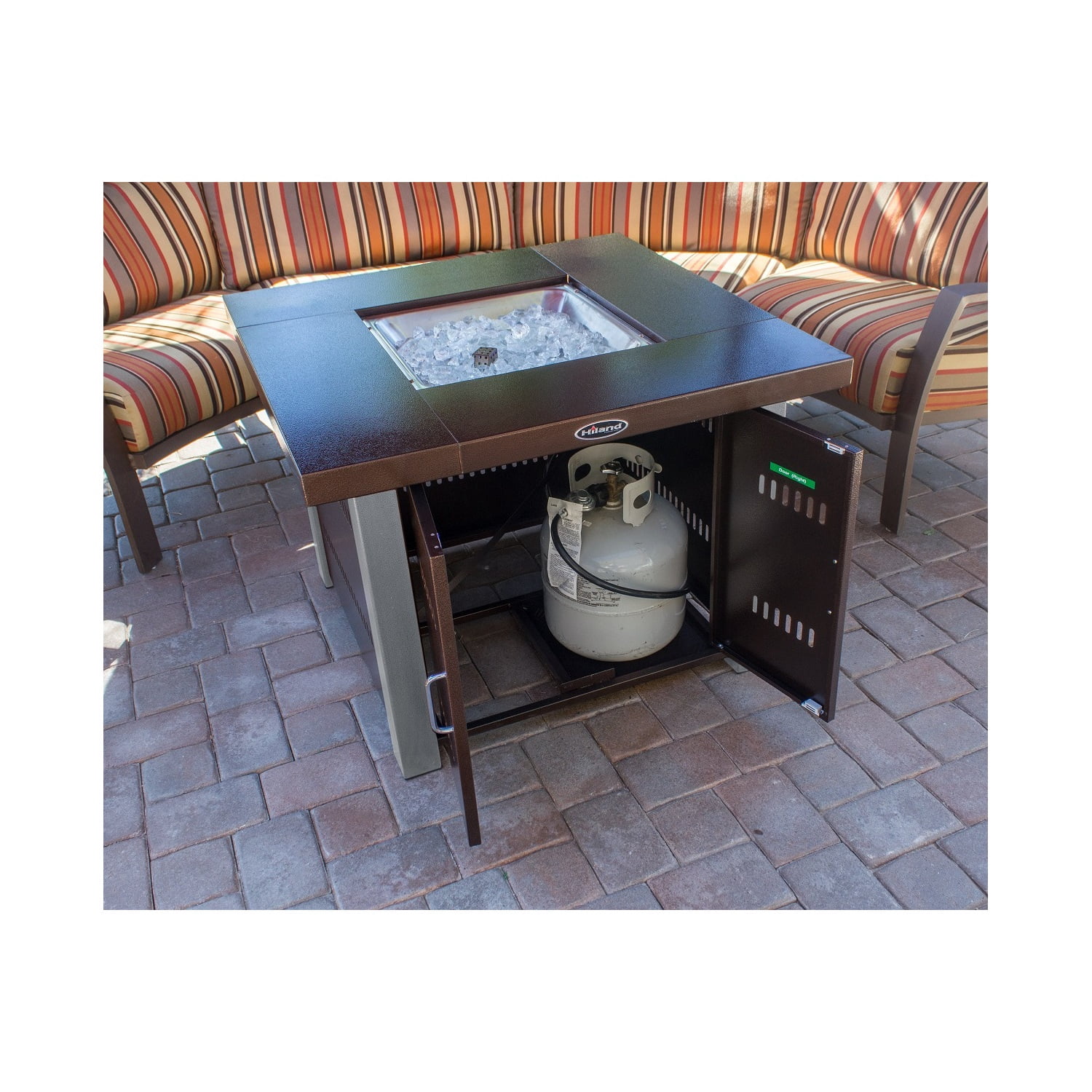 AZ Patio Heaters Propane Fire Pit Hammered Bronze and Stainless Steel Finish