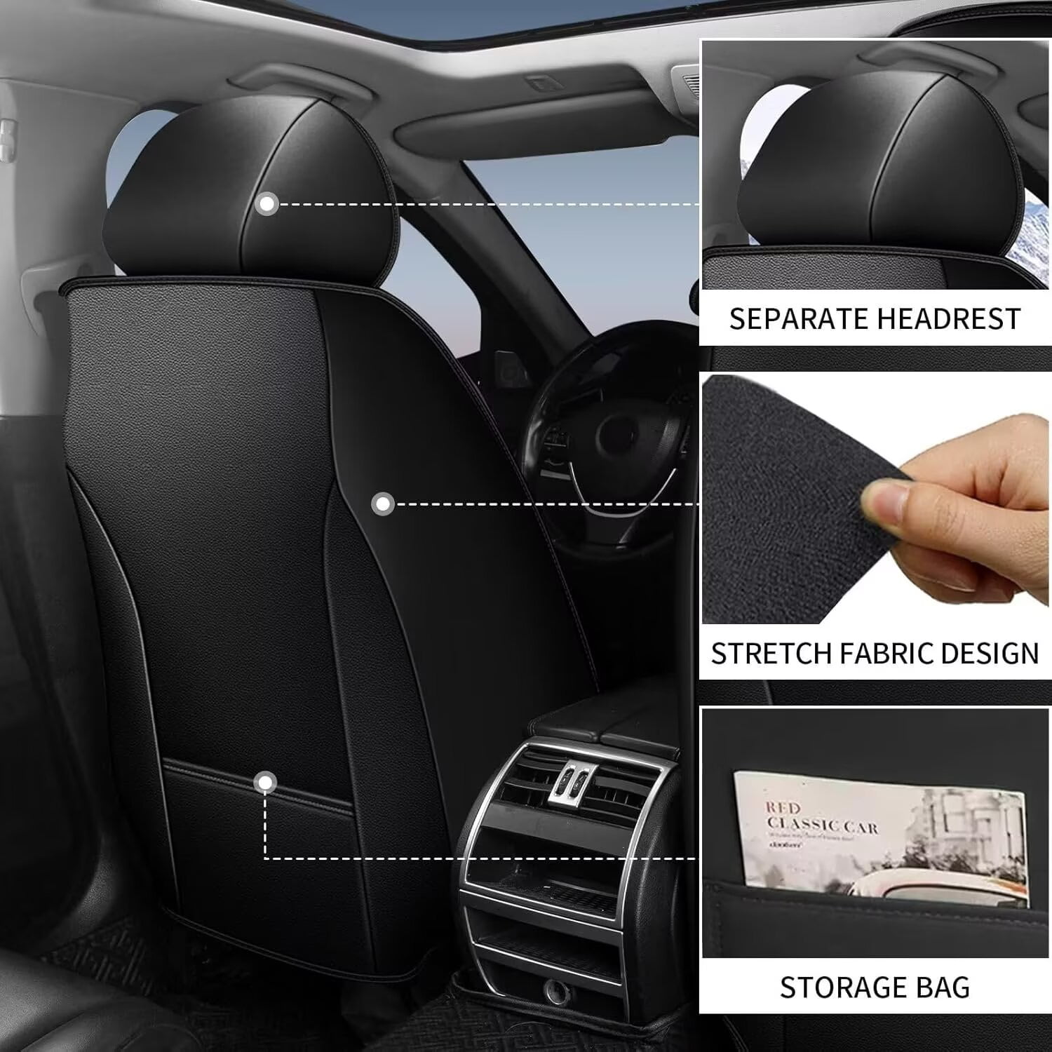 DIKSOAKR Full Set Seat Covers Fit for Subaru Impreza 2012-2024 2025 Faux Leather Car Seat Covers Waterproof Anti-Slip Automotive Seat Cushion(Red Line)-2 Rows 5 Seats