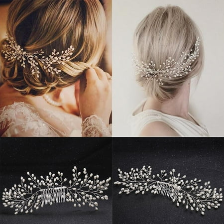 Bride Hair Jewelry Faux Pearl Vine Hair Pin Comb Wedding Party
