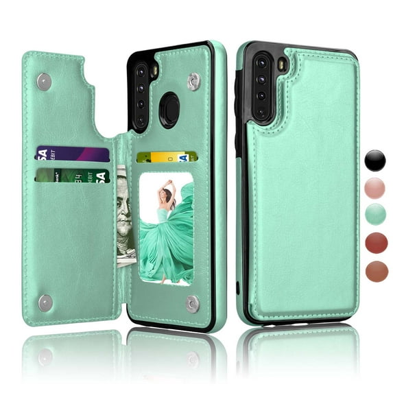 Cases for Galaxy A12 5G / Galaxy A11 A21 4G, Njjex Leather Flip Wallet Card Holder Case Cover for Samsung Galaxy A12 5G / Galaxy A11 A21 4G, Turquoise