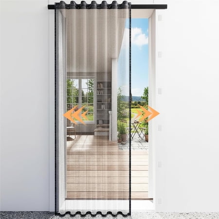 Magnetic Screen Door with Sliding Track, Retractable Sliding Screen Door Mesh, Fits Door Size 36 x 80 Inch, Smooth-Gliding, Easy to Install for Front Back Patio Single French Doors
