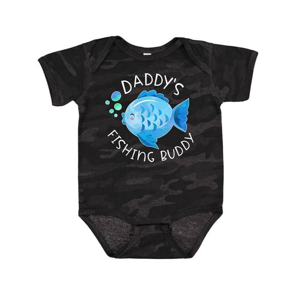 Inktastic Daddy's Fishing Buddy with Cute Blue Fish Boys or Girls Baby Bodysuit