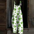 thumbnail image 2 of FrzhBrz St Patricks Day Women's Jumpsuits Lucky Shamrock Print Jumpsuit Loose Linen Cotton Palazzo Pants Rompers, 2 of 4