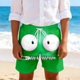 thumbnail image 2 of IWRICH Kids Boys Board Shorts Funny Face Frinted Elastic Drawstring Waist Swim Trunk Summer Casual Beach Bathing Suit,Size 1-14 Years 05-Green 140, 2 of 4