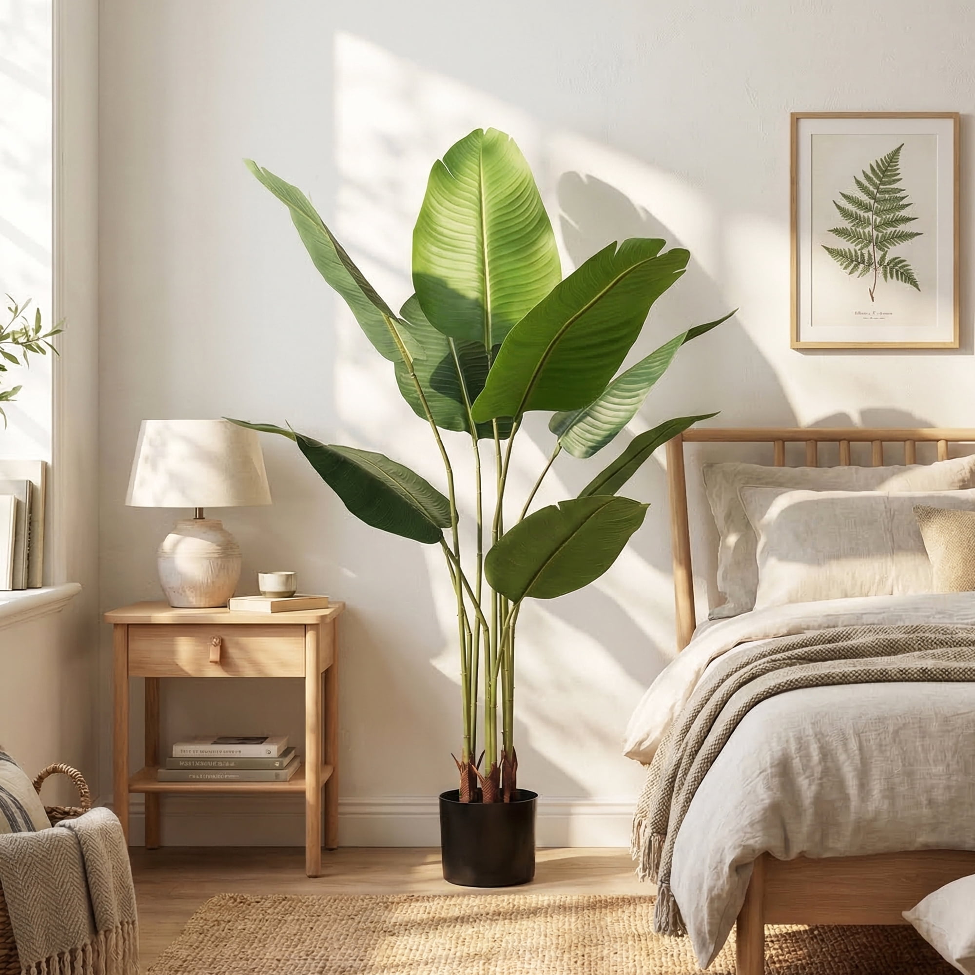 Verdelure 4FT Artificial Plant Fake Tropical Palm Tree Potted Indoor Faux Floor Plant for Home Office Decor