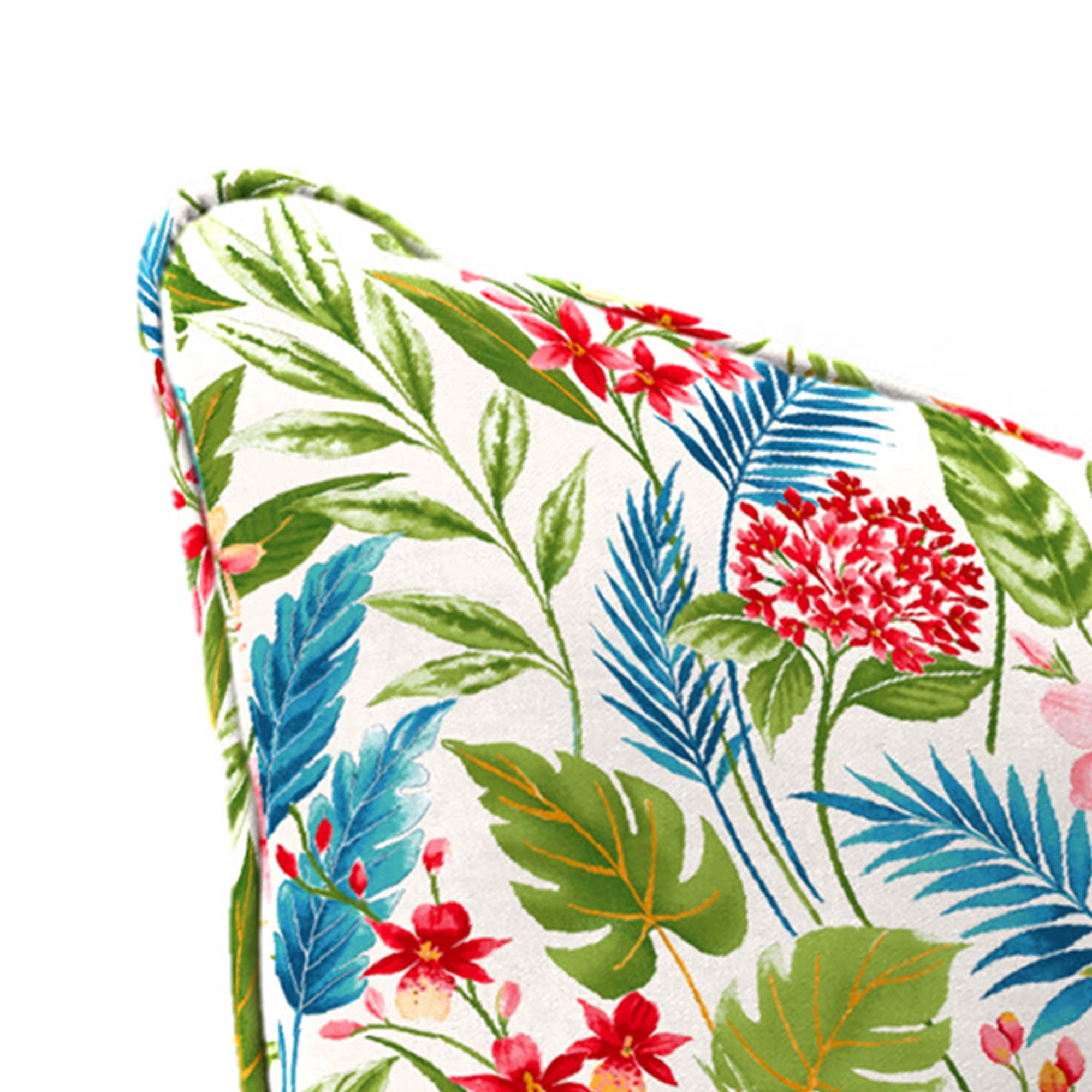 Jordan Manufacturing 46.5" x 24" Carena Multi White Floral Rectangular Outdoor Deep Seat Chair Cushion Set with Welt