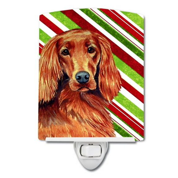 Caroline's Treasures LH9254CNL Irish Setter Candy Cane Holiday Christmas Ceramic Night Light, 6x4x3", multicolor