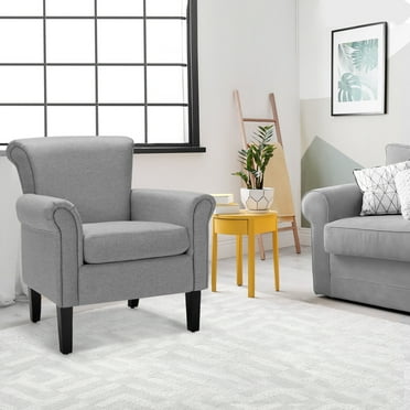 Amijoy Modern Fabric Upholstery Accent Chair, Comfortable Armchair w/ Adjustable Foot Pads & Stable Frame