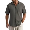 thumbnail image 1 of YanHoo Button Down Shirts for Men Short Sleeve Button Up Beach Shirts Solid Casual Summer T-Shirts, 1 of 6