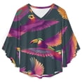 thumbnail image 4 of Colorful Toucans Vibrant Seamless Pattern Women's V-Neck Blouse With 3/4 Ruffled Bell Sleeves Casual Top Ladies Blouses, 4 of 7