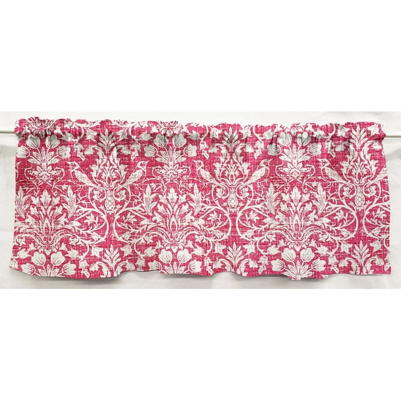 Pink Floral Damask Curtain Panels by Penny's Needful Things (Set of 2) 24 Inch Long LINED