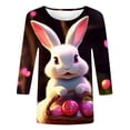 thumbnail image 4 of WILLBEST T-Shirts pour Femmes Mode Décontractée Printemps/été Confortable Thème Étrange de Pâques Imprimé Manches 3/4 Col Rond T-Shirt Haut 3, 4 of 4