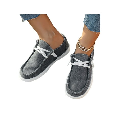 

Woobling Women s Canvas Loafers Slip On Flat Shoes Ladies Summer Casual Trainers Sneakers