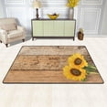 thumbnail image 2 of SKYSONIC 36x24in Yellow Sunflowers Area Rug, Brown Wooden Boards Non-Slip Floor Carpet for Indoor Living Dining Room Bedroom, 2 of 7
