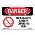 thumbnail image 1 of SignMission OS-DS-A-1218-L-1482 12 x 18 Po Signe de Danger OSHA - Zone de Charge de la Batterie Non Fumeur, 1 of 1