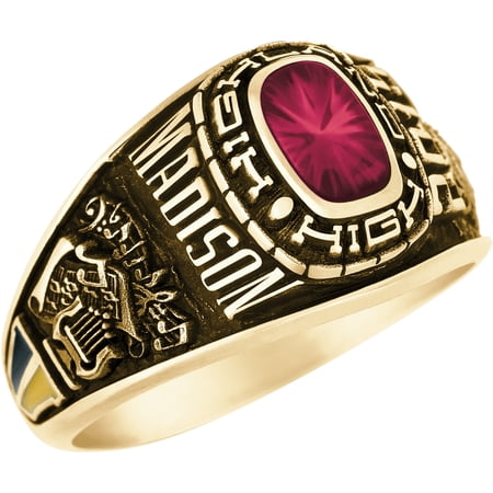Keepsake Personalized Women's Square Class Ring available in Valadium Metals, Silver Plus, and Yellow and White Gold