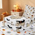 thumbnail image 5 of Homewish Halloween Ghost Zipper Queen Comforter Set with Fitted Sheet and 2 Pillowcases, Witch Hat Pumpkin Zipper Bedding Set, Cream Brown White, Pumpkin Bat Reversible, 5 of 7