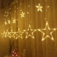 thumbnail image 1 of Twinkle Star 12 estrellas 138 luces LED para cortina, luces para cortina de ventana con 8 modos intermitentes, decoración de Ramadán para bodas (blanco cálido), 1 of 5