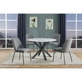 thumbnail image 4 of 5pc Tempered Glass Faux Marble Dining Set with Dark Gray Polar Fleece Chairs, 4 of 4