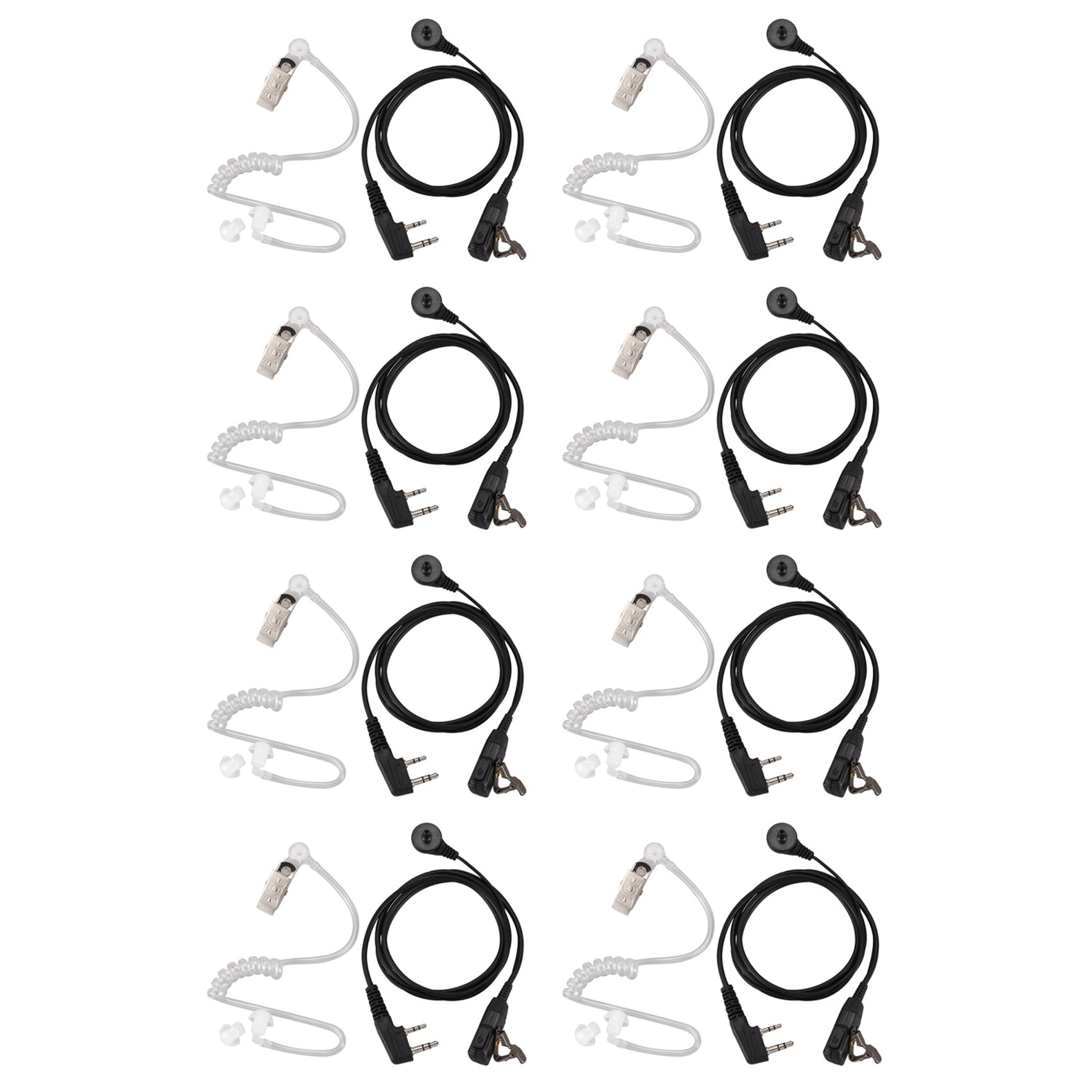 8X 2 Pin PTT MIC Headset Covert Acoustic Tube InEar Earpiece for UV5R