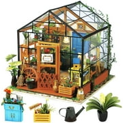 Robotime Dollhouse DIY Miniature Room Kit Handmade Green House Home Decoration for Christmas Birthday Gifts