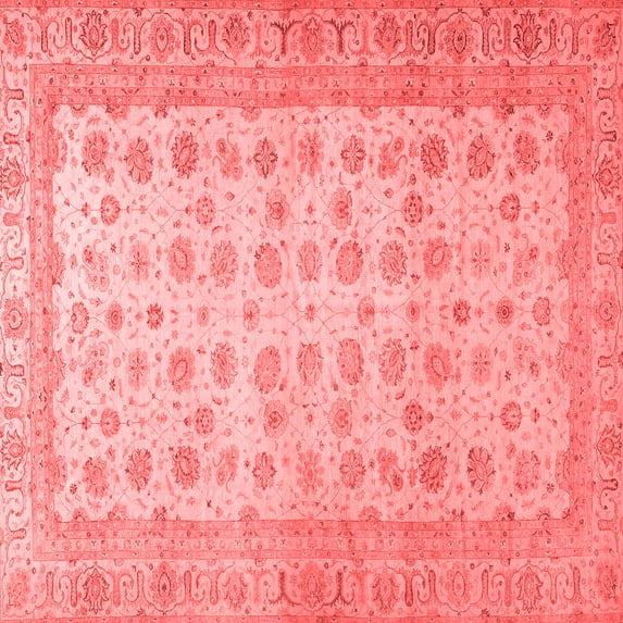 Ahgly Company Machine Washable Indoor Square Oriental Red Traditional Area Rugs, 8' Square