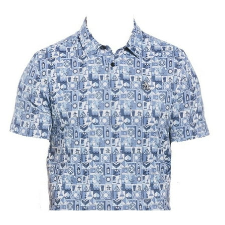 Original Penguin Polo Shirt (Pete's Game Grid Print, Black Iris, Medium) NEW