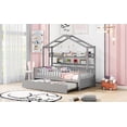 thumbnail image 4 of Harper & Bright Designs Twin Size House Bed with Trundle and Storage Shelves, Kids Platform Bed with Fence Rails Wood Playhouse Tent Bed Frame for Girls Boys, Gray, 4 of 12