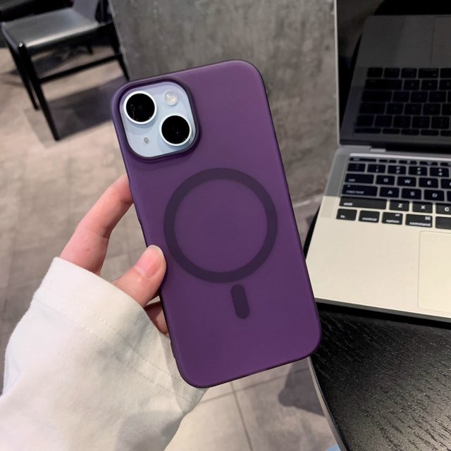 Ultra Thin Matte Magnetic Wireless Charge Clear Case For iPhone 16 15 14 Plus 13 12 Pro Max For Magsafe Shockproof Hard PC Cover Purple For iPhone 15 Pro