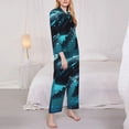 thumbnail image 3 of Daiia Vintage Blue Pattern Whale for Women's Long-Sleeved Pajama Set – Soft & Comfortable Sleepwear Button-Up Pajamas Cozy Lounge Wear-X-Large, 3 of 7