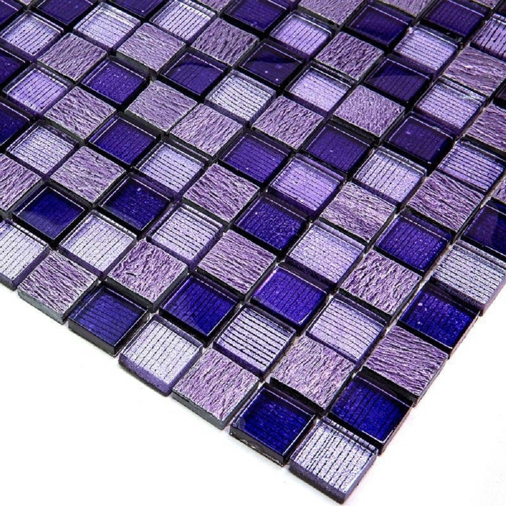 Apollo Tile 5 pack Purple 11.8-in. x 11.8-in. Square Polished and Foiled Glass Mosaic Tile (4.83 Sq ft/case)