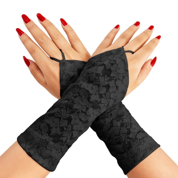Ticikt Women's Sparkly Sequin Shiny Arm Warmers Wrist Length Fingerless Gloves Shimmer for Disco Party,Color:Black