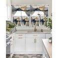 thumbnail image 4 of Gold Blue Gray Marble Swag Kitchen Curtains Sets for Windows 24 Inch Length, Retro Abstract Patterned Art Short Window Curtain Panels Swags Valances and Tiers 3 Piece Set for Cafe/Dining Room, 4 of 5