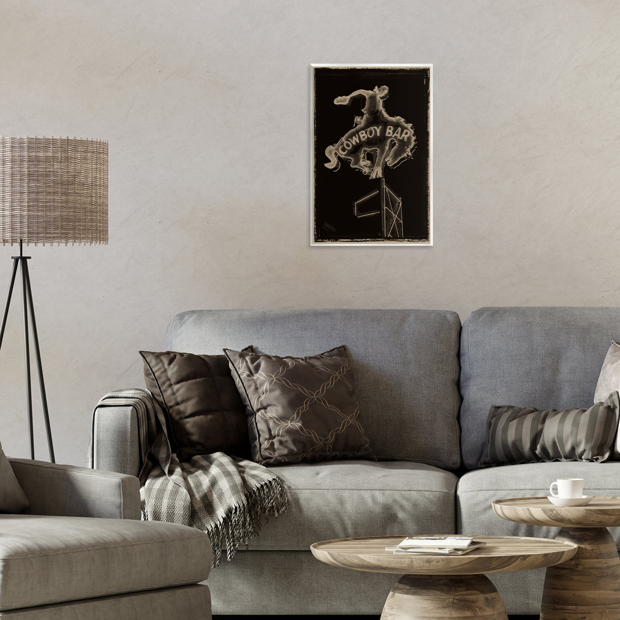 Stupell Industries Cowboy Bar on Black Wall Plaque Art, design by Grotto Studios