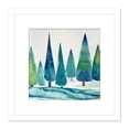 thumbnail image 1 of Colourful Pine Trees Wintery Artic Naive Folk Art Style Square Wooden Framed Wall Art Print Picture 8X8 Inch, 1 of 4