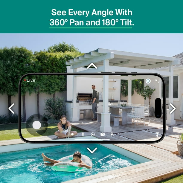 Arlo, Security Camera, 2K Pan Tilt Wired Outdoor, Motion Tracking