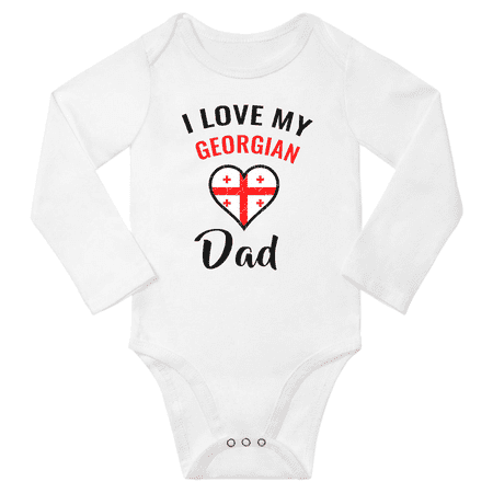 

I Love My Georgian Dad Baby Long Slevve Romper Bodysuit (White 3-6 Months)