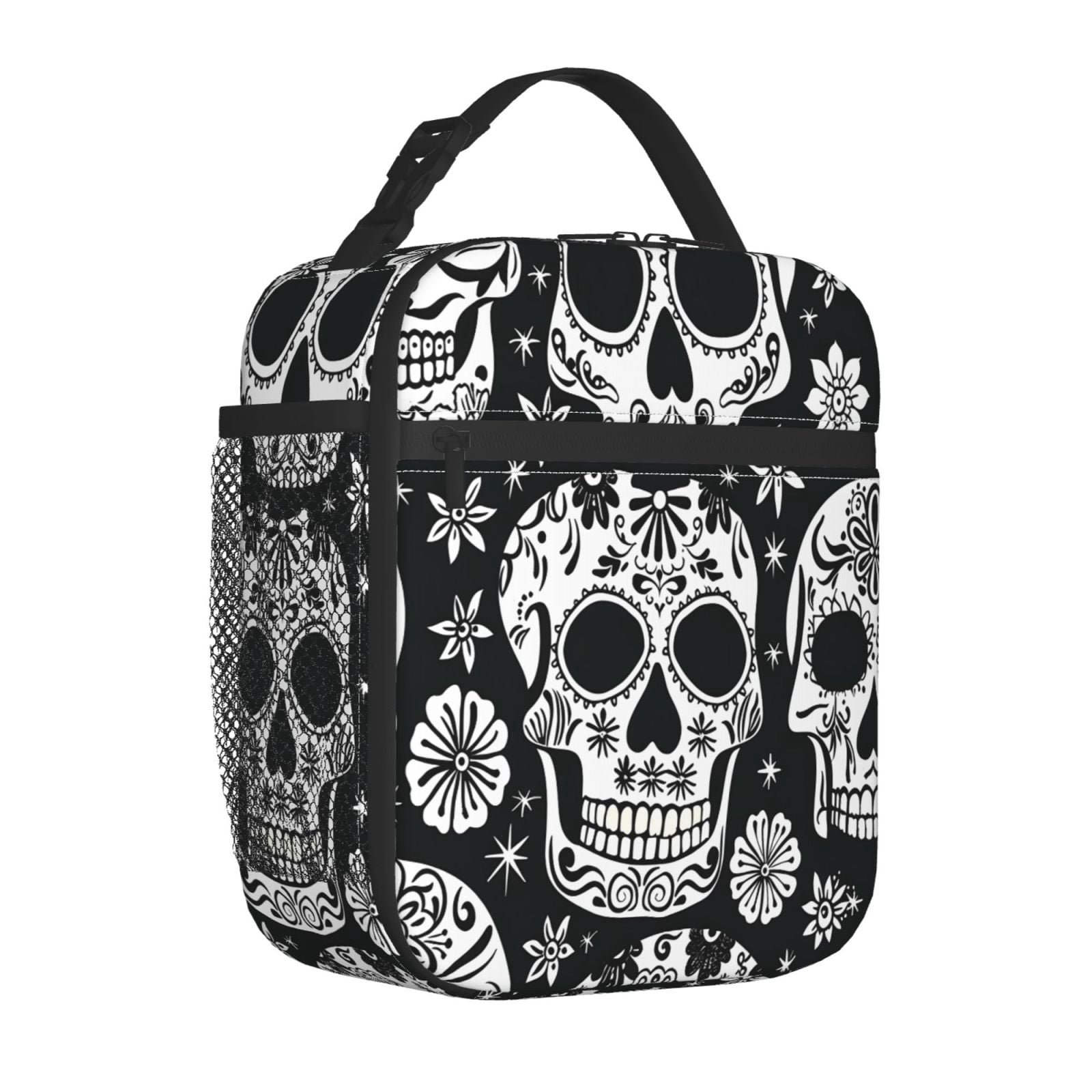 Lunch Bag For Women Men Insulated Portable Lunch Box Bento Box Office Picnic Travel Cooler Bag Festive Cute Sugar Skulls (8)