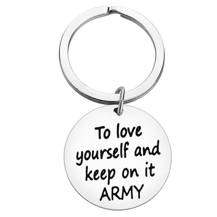 Inspirational Gifts Deploying Keychain To love Yourself and Keep On it ARMY Keyring Military Jewelry Deployment Gifts Encouragement Gifts for Friends Family Graduation Gift for Son Daughter