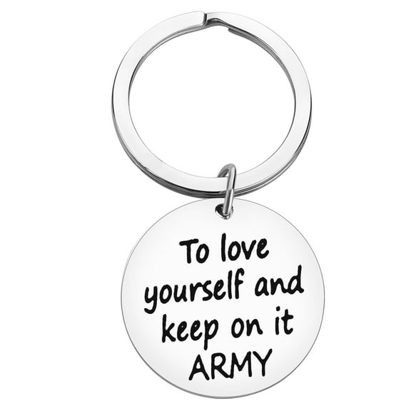 Inspirational Gifts Deploying Keychain To love Yourself and Keep On it ARMY Keyring Military Jewelry Deployment Gifts Encouragement Gifts for Friends Family Graduation Gift for Son Daughter