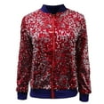 thumbnail image 4 of Women Jackets Fall Sequin Baseball Jacket Long Sleeve Front Zip Bomber Blazer Glitter 2025 Trendy Outfits, 4 of 4