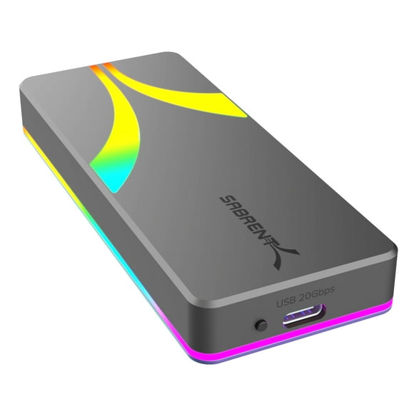 Carcasa SSD SABRENT Rocket RGB USB C de 20 Gbps M.2 Sata/NVMe
