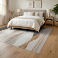 thumbnail image 3 of ODIKA 6'x9' Washable Area Rug Non-Slip, Easy Care, Beige Vintage Cream Inspired Wave Faded Stripe Bands Abstract for Family Room, Living Room, Master Bedroom, 3 of 7