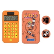 Lexibook, Naruto, Pocket Calculator with Protection Cover, Conventional and Advanced Calculator Functions, battery and solar-powered, Orange, C45NA