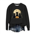 thumbnail image 3 of VKOYWKM Halloween Sweatshirt for Women Black Cat Graphic Sweatshirts Oversized Long Sleeve Crew Neck Pullover Vintage 90s Halloween Sweatshirt, 3 of 7