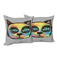 thumbnail image 6 of Ambesonne Cat Throw Pillow Cover 2 Pack, Sketch Art Dark Big Eyes, 24", Multicolor, 6 of 6