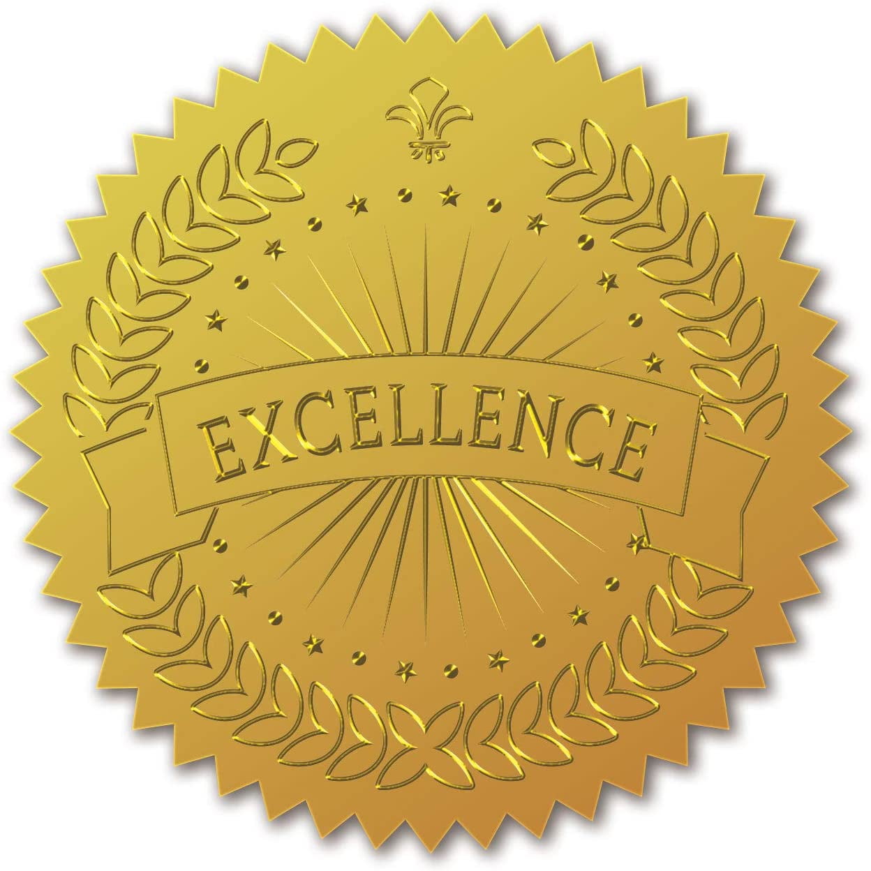 Gold Foil Certificate Seals Excellence Self Adhesive Embossed Seals Gold Stickers 100pcs Medal Decoration Labels for Envelopes Diplomas Certificates ...